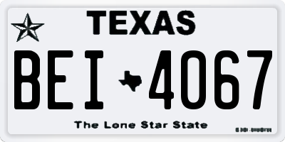 TX license plate BEI4067