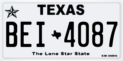 TX license plate BEI4087