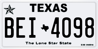 TX license plate BEI4098