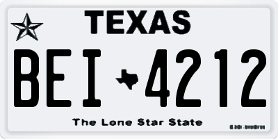 TX license plate BEI4212