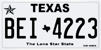 TX license plate BEI4223