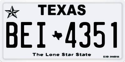 TX license plate BEI4351