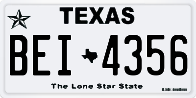TX license plate BEI4356
