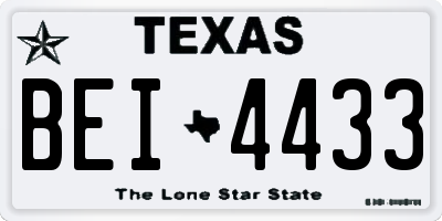 TX license plate BEI4433