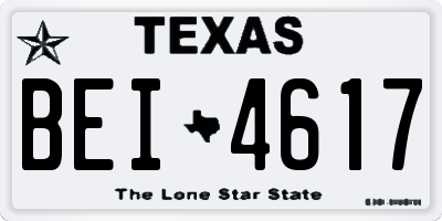 TX license plate BEI4617