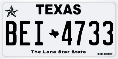 TX license plate BEI4733
