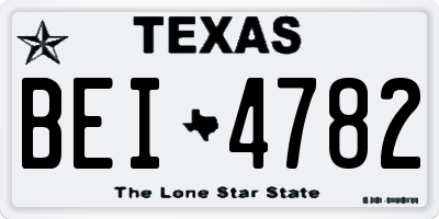 TX license plate BEI4782