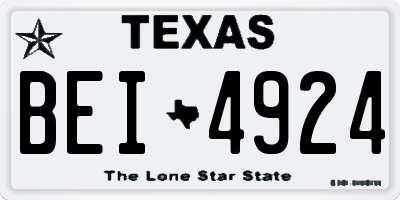 TX license plate BEI4924
