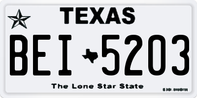 TX license plate BEI5203