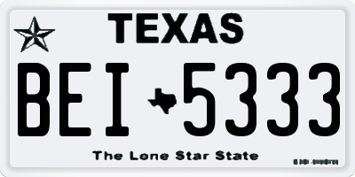 TX license plate BEI5333