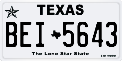 TX license plate BEI5643