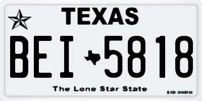 TX license plate BEI5818