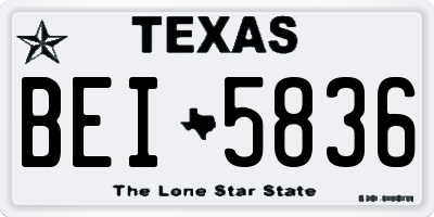 TX license plate BEI5836
