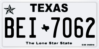 TX license plate BEI7062