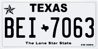 TX license plate BEI7063