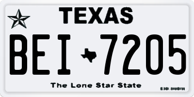 TX license plate BEI7205