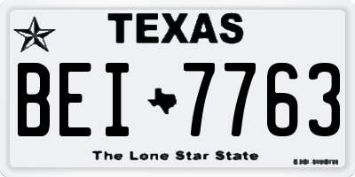 TX license plate BEI7763