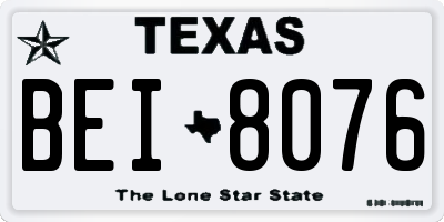 TX license plate BEI8076