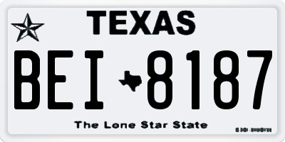 TX license plate BEI8187
