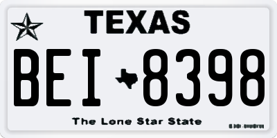 TX license plate BEI8398