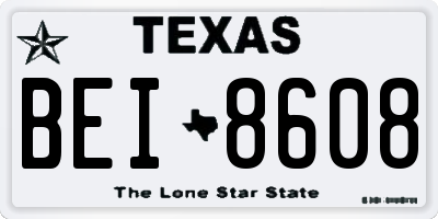 TX license plate BEI8608