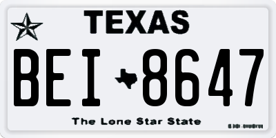 TX license plate BEI8647