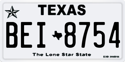 TX license plate BEI8754