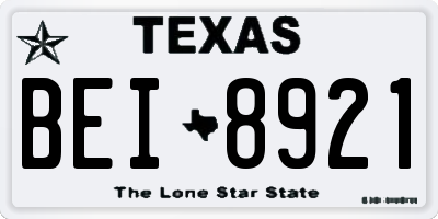 TX license plate BEI8921