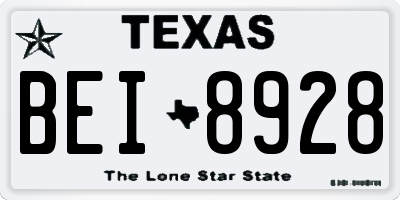 TX license plate BEI8928