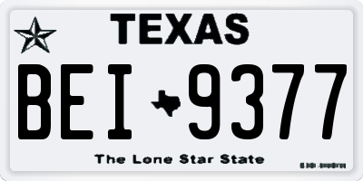 TX license plate BEI9377