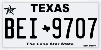 TX license plate BEI9707
