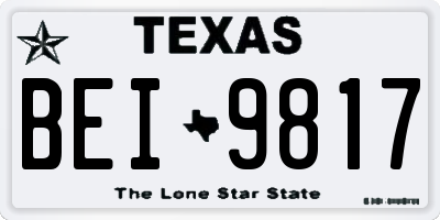 TX license plate BEI9817