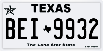 TX license plate BEI9932