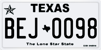TX license plate BEJ0098