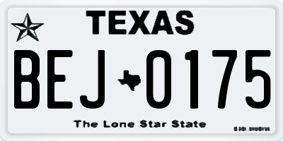 TX license plate BEJ0175