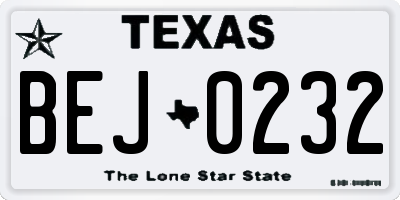 TX license plate BEJ0232