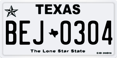 TX license plate BEJ0304
