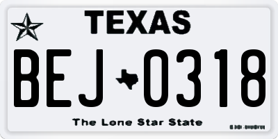 TX license plate BEJ0318