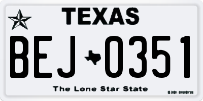 TX license plate BEJ0351