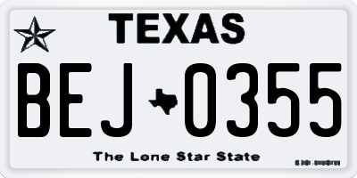 TX license plate BEJ0355
