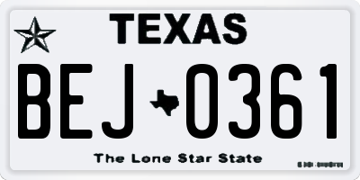 TX license plate BEJ0361