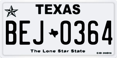TX license plate BEJ0364