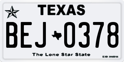 TX license plate BEJ0378