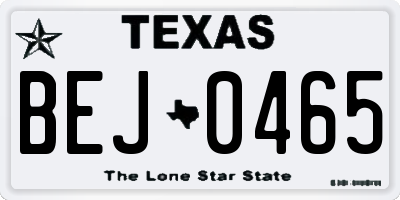 TX license plate BEJ0465