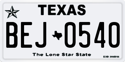 TX license plate BEJ0540