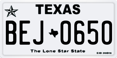 TX license plate BEJ0650