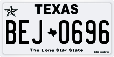 TX license plate BEJ0696