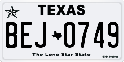TX license plate BEJ0749