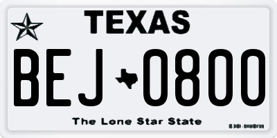 TX license plate BEJ0800