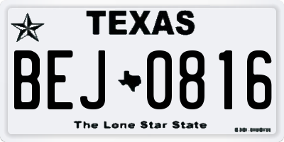 TX license plate BEJ0816